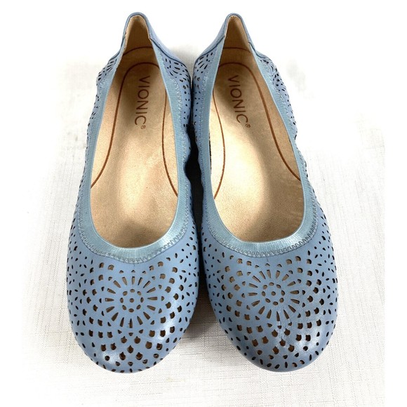 Vionic Womens Callisto Blue Laser Cut Ballet Flats Arch Support Comfort Size 6M - Picture 3 of 12